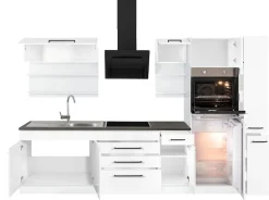 KOCHSTATION Küchenzeile »KS-Tulsa« ohne E-Geräte, Breite 320 cm, schwarze Metallgriffe, MDF Fronten