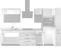 KOCHSTATION Küchenzeile »KS-Tulsa« ohne E-Geräte, Breite 320 cm, schwarze Metallgriffe, MDF Fronten