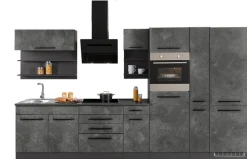 KOCHSTATION Küchenzeile »KS-Tulsa« mit E-Geräten, Breite 360 cm, schwarze Metallgriffe, MDF Fronten