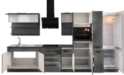 KOCHSTATION Küchenzeile »KS-Tulsa« mit E-Geräten, Breite 360 cm, schwarze Metallgriffe, MDF Fronten