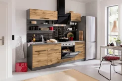 KOCHSTATION Küchenzeile »KS-Tulsa« Breite 210 cm, schwarze Metallgriffe, hochwertige MDF Fronten