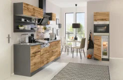 KOCHSTATION Küchenzeile »KS-Tulsa« ohne E-Geräte, Breite 290 cm, schwarze Metallgriffe, MDF Fronten