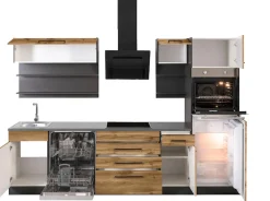 KOCHSTATION Küchenzeile »KS-Tulsa« ohne E-Geräte, Breite 290 cm, schwarze Metallgriffe, MDF Fronten