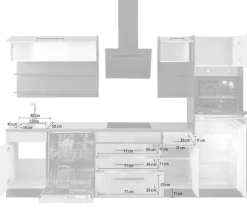 KOCHSTATION Küchenzeile »KS-Tulsa« ohne E-Geräte, Breite 290 cm, schwarze Metallgriffe, MDF Fronten