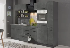 KOCHSTATION Küchenzeile »KS-Tulsa« ohne E-Geräte, Breite 270 cm, schwarze Metallgriffe, MDF Fronten