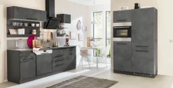 KOCHSTATION Küchenzeile »KS-Tulsa« ohne E-Geräte, Breite 350 cm, schwarze Metallgriffe, MDF Fronten