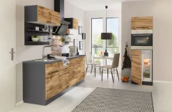 KOCHSTATION Küchenzeile »KS-Tulsa« ohne E-Geräte, Breite 290 cm, schwarze Metallgriffe, MDF Fronten