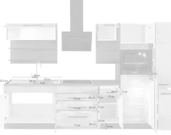 KOCHSTATION Küchenzeile »KS-Tulsa« ohne E-Geräte, Breite 290 cm, schwarze Metallgriffe, MDF Fronten