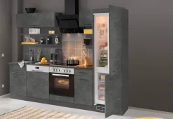 KOCHSTATION Küchenzeile »KS-Tulsa« ohne E-Geräte, Breite 270 cm, schwarze Metallgriffe, MDF Fronten