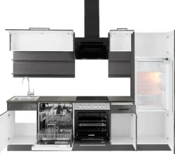 KOCHSTATION Küchenzeile »KS-Tulsa« ohne E-Geräte, Breite 270 cm, schwarze Metallgriffe, MDF Fronten