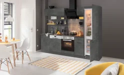 KOCHSTATION Küchenzeile »KS-Tulsa« ohne E-Geräte, Breite 270 cm, schwarze Metallgriffe, MDF Fronten