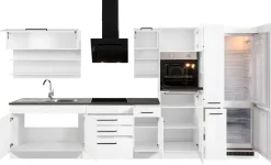 KOCHSTATION Küchenzeile »KS-Tulsa« mit E-Geräten, Breite 380 cm, schwarze Metallgriffe, MDF Fronten