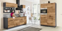 KOCHSTATION Küchenzeile »KS-Tulsa« ohne E-Geräte, Breite 330 cm, schwarze Metallgriffe, MDF Fronten