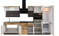 KOCHSTATION Küchenzeile »KS-Tulsa« ohne E-Geräte, Breite 330 cm, schwarze Metallgriffe, MDF Fronten