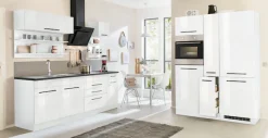 KOCHSTATION Küchenzeile »KS-Tulsa« ohne E-Geräte, Breite 380 cm, schwarze Metallgriffe, MDF Fronten