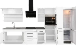 KOCHSTATION Küchenzeile »KS-Tulsa« ohne E-Geräte, Breite 380 cm, schwarze Metallgriffe, MDF Fronten