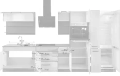 KOCHSTATION Küchenzeile »KS-Tulsa« ohne E-Geräte, Breite 380 cm, schwarze Metallgriffe, MDF Fronten