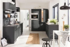 KOCHSTATION Küchenzeile »KS-Tulsa« mit E-Geräten, Breite 380 cm, schwarze Metallgriffe, MDF Fronten