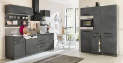 KOCHSTATION Küchenzeile »KS-Tulsa« mit E-Geräten, Breite 380 cm, schwarze Metallgriffe, MDF Fronten
