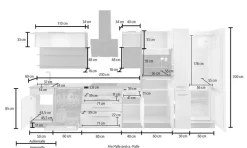 KOCHSTATION Küchenzeile »KS-Tulsa« mit E-Geräten, Breite 380 cm, schwarze Metallgriffe, MDF Fronten