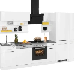 KOCHSTATION Küchenzeile »KS-Tulsa« ohne E-Geräte, Breite 300 cm, schwarze Metallgriffe, MDF Fronten