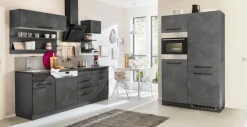 KOCHSTATION Küchenzeile »KS-Tulsa« ohne E-Geräte, Breite 330 cm, schwarze Metallgriffe, MDF Fronten