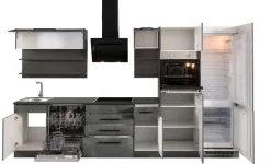 KOCHSTATION Küchenzeile »KS-Tulsa« ohne E-Geräte, Breite 330 cm, schwarze Metallgriffe, MDF Fronten