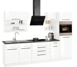 KOCHSTATION Küchenzeile »KS-Tulsa« mit E-Geräten, Breite 290 cm, schwarze Metallgriffe, MDF Fronten