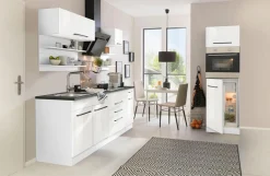 KOCHSTATION Küchenzeile »KS-Tulsa« mit E-Geräten, Breite 290 cm, schwarze Metallgriffe, MDF Fronten