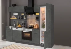 KOCHSTATION Küchenzeile »KS-Tulsa« ohne E-Geräte, Breite 270 cm, schwarze Metallgriffe, MDF Fronten