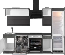 KOCHSTATION Küchenzeile »KS-Tulsa« ohne E-Geräte, Breite 270 cm, schwarze Metallgriffe, MDF Fronten