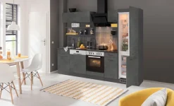 KOCHSTATION Küchenzeile »KS-Tulsa« ohne E-Geräte, Breite 270 cm, schwarze Metallgriffe, MDF Fronten