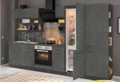 KOCHSTATION Küchenzeile »KS-Tulsa« ohne E-Geräte, Breite 300 cm, schwarze Metallgriffe, MDF Fronten