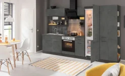 KOCHSTATION Küchenzeile »KS-Tulsa« ohne E-Geräte, Breite 300 cm, schwarze Metallgriffe, MDF Fronten