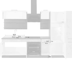 KOCHSTATION Küchenzeile »KS-Tulsa« ohne E-Geräte, Breite 300 cm, schwarze Metallgriffe, MDF Fronten