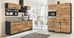 KOCHSTATION Küchenzeile »KS-Tulsa« ohne E-Geräte, Breite 360 cm, schwarze Metallgriffe, MDF Fronten