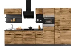 KOCHSTATION Küchenzeile »KS-Tulsa« ohne E-Geräte, Breite 360 cm, schwarze Metallgriffe, MDF Fronten