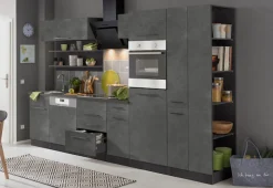 KOCHSTATION Küchenzeile »KS-Tulsa« ohne E-Geräte, Breite 300 cm, schwarze Metallgriffe, MDF Fronten