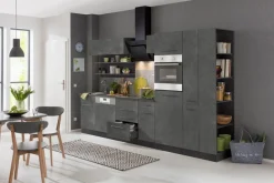 KOCHSTATION Küchenzeile »KS-Tulsa« ohne E-Geräte, Breite 300 cm, schwarze Metallgriffe, MDF Fronten