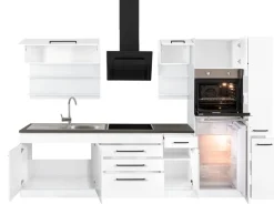 KOCHSTATION Küchenzeile »KS-Tulsa« mit E-Geräten, Breite 320 cm, schwarze Metallgriffe, MDF Fronten