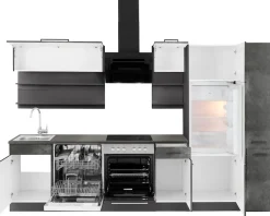 KOCHSTATION Küchenzeile »KS-Tulsa« ohne E-Geräte, Breite 300 cm, schwarze Metallgriffe, MDF Fronten
