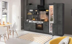 KOCHSTATION Küchenzeile »KS-Tulsa« ohne E-Geräte, Breite 300 cm, schwarze Metallgriffe, MDF Fronten