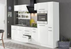 KOCHSTATION Küchenzeile »KS-Tulsa« ohne E-Geräte, Breite 300 cm, schwarze Metallgriffe, MDF Fronten