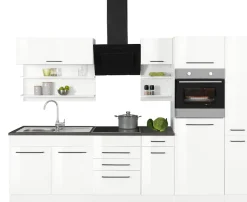 KOCHSTATION Küchenzeile »KS-Tulsa« ohne E-Geräte, Breite 300 cm, schwarze Metallgriffe, MDF Fronten