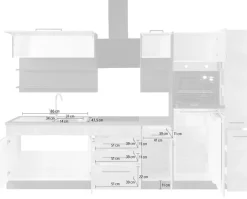 KOCHSTATION Küchenzeile »KS-Tulsa« ohne E-Geräte, Breite 300 cm, schwarze Metallgriffe, MDF Fronten