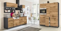 KOCHSTATION Küchenzeile »KS-Tulsa« ohne E-Geräte, Breite 360 cm, schwarze Metallgriffe, MDF Fronten