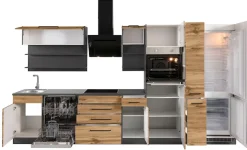 KOCHSTATION Küchenzeile »KS-Tulsa« ohne E-Geräte, Breite 360 cm, schwarze Metallgriffe, MDF Fronten