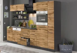 KOCHSTATION Küchenzeile »KS-Tulsa« mit E-Geräten, Breite 270 cm, schwarze Metallgriffe, MDF Fronten