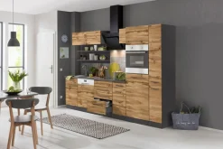 KOCHSTATION Küchenzeile »KS-Tulsa« mit E-Geräten, Breite 270 cm, schwarze Metallgriffe, MDF Fronten