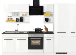 KOCHSTATION Küchenzeile »KS-Tulsa« ohne E-Geräte, Breite 300 cm, schwarze Metallgriffe, MDF Fronten
